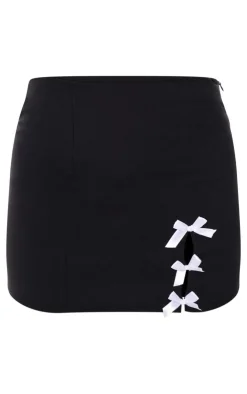 Clearance PrettyLittleThing Woven Bow Detail Tailored Mini Skirt Black
