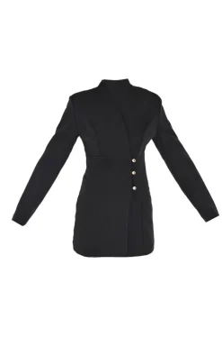 Woven Button Detail Blazer Dress-PrettyLittleThing Sale