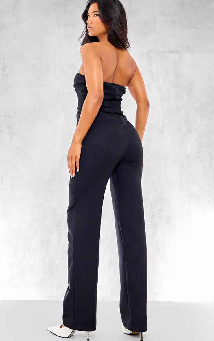 Woven Corset Detail Straight Leg Jumpsuit-PrettyLittleThing Best