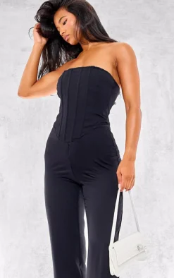 Woven Corset Detail Straight Leg Jumpsuit-PrettyLittleThing Best