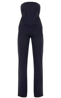 Woven Corset Detail Straight Leg Jumpsuit-PrettyLittleThing Best