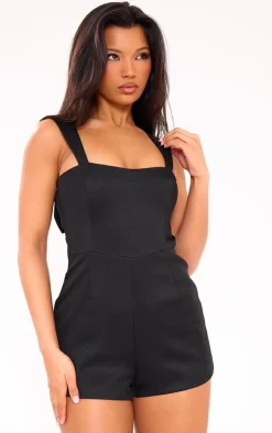 Woven Cut Out Bow Romper-PrettyLittleThing Clearance