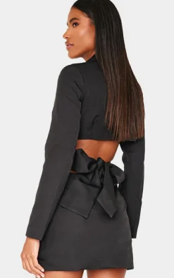 Woven Cut Out Tie Back Blazer Dress-PrettyLittleThing New