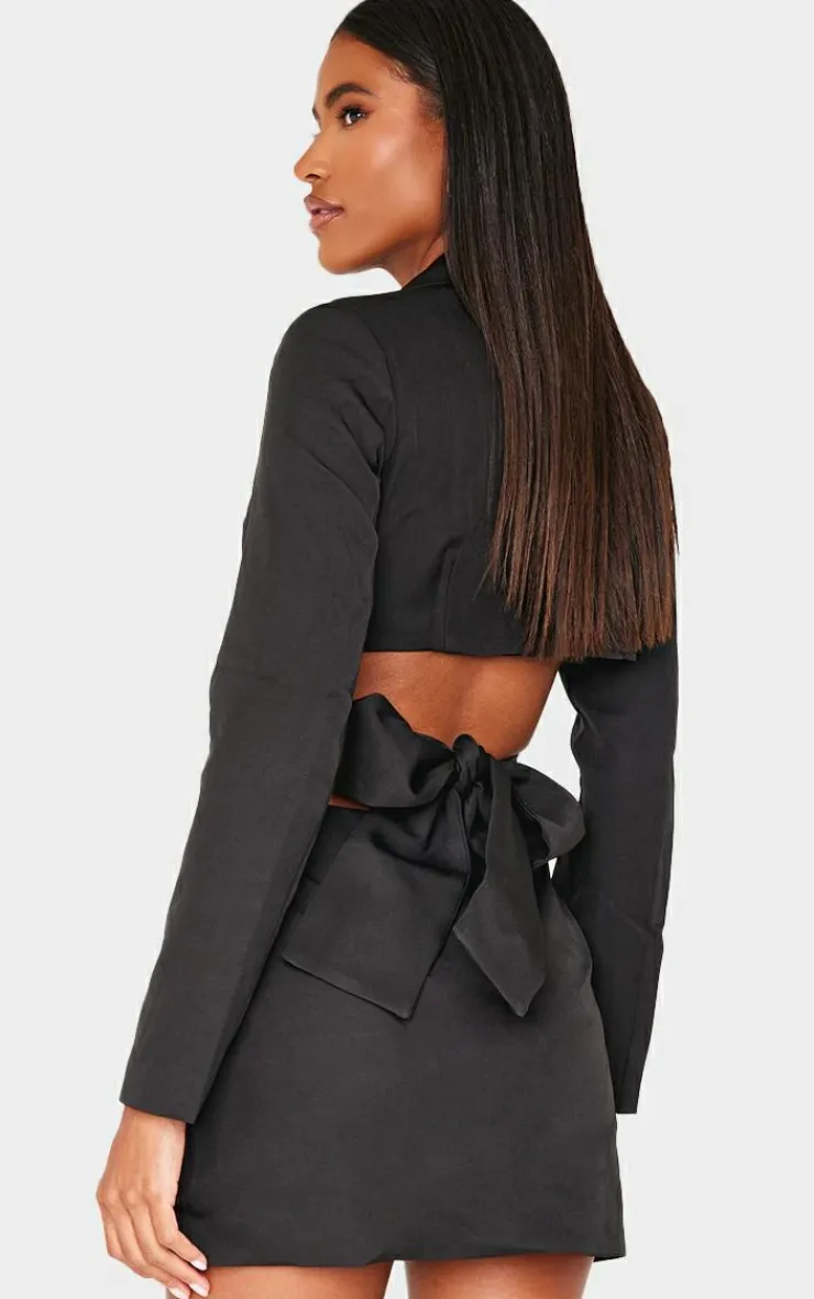 Woven Cut Out Tie Back Blazer Dress-PrettyLittleThing New