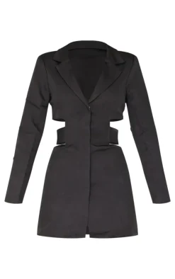 Woven Cut Out Tie Back Blazer Dress-PrettyLittleThing New