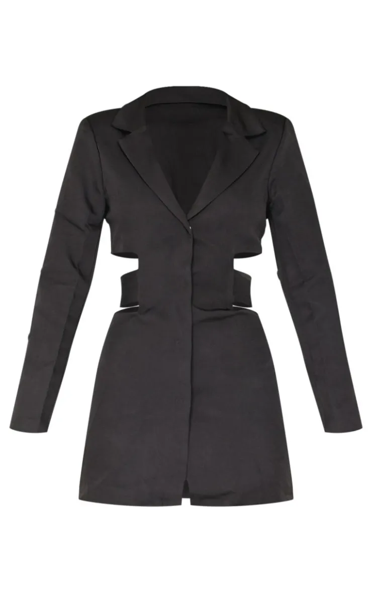 Woven Cut Out Tie Back Blazer Dress-PrettyLittleThing New