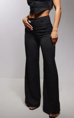 Discount PrettyLittleThing Woven Double Belt Loop Suit Pants Black