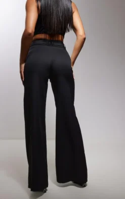 Discount PrettyLittleThing Woven Double Belt Loop Suit Pants Black