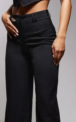 Discount PrettyLittleThing Woven Double Belt Loop Suit Pants Black