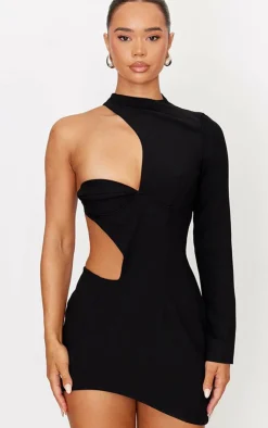 Woven Extreme Cut Out One Shoulder Mini Dress-PrettyLittleThing Sale