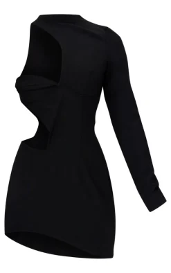 Woven Extreme Cut Out One Shoulder Mini Dress-PrettyLittleThing Sale