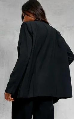 Best PrettyLittleThing Woven Extreme Oversized Shoulder Pad Pocket Blazer Black