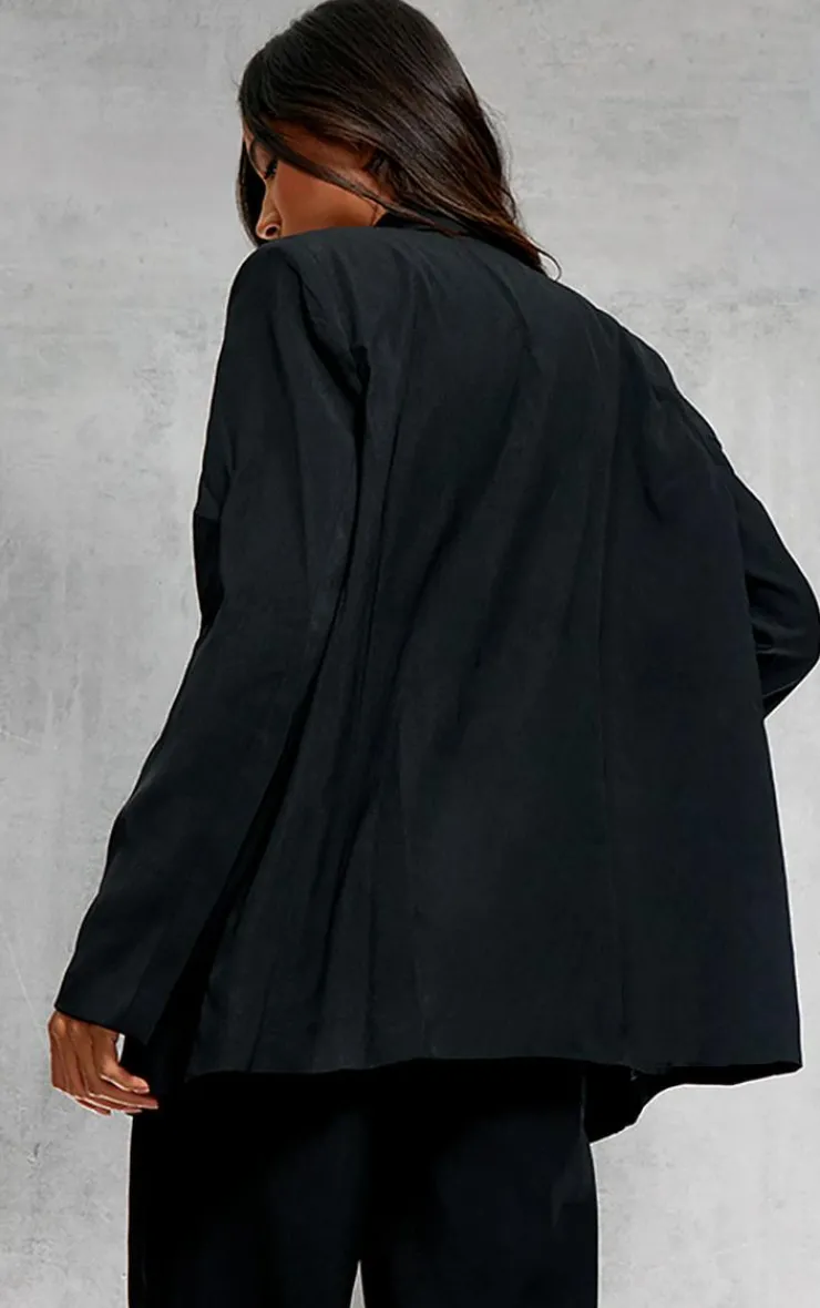 Best PrettyLittleThing Woven Extreme Oversized Shoulder Pad Pocket Blazer Black