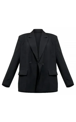 Best PrettyLittleThing Woven Extreme Oversized Shoulder Pad Pocket Blazer Black