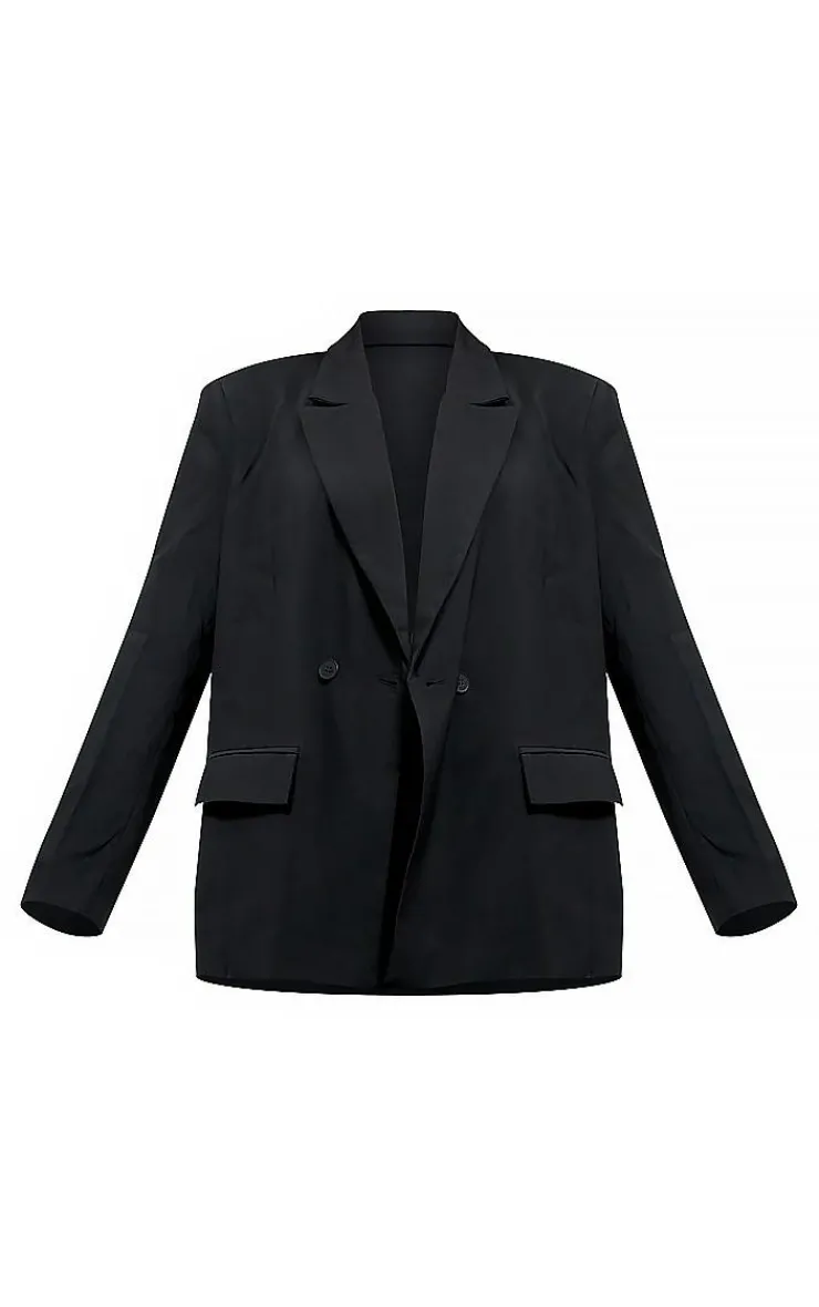 Best PrettyLittleThing Woven Extreme Oversized Shoulder Pad Pocket Blazer Black