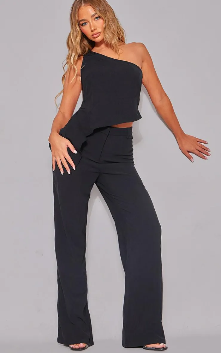 Best PrettyLittleThing Woven High Waist Tailored Pants Black