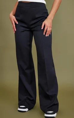PrettyLittleThing Woven High Waisted Tailored Wide Leg Pants Black