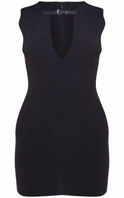 Woven Keyhole Belted Bodycon Dress-PrettyLittleThing Best
