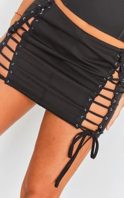 Woven Lace Up Mini Skirt-PrettyLittleThing Hot