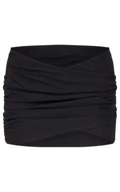 Clearance PrettyLittleThing Woven Layered Diamante Micro Mini Skirt Black