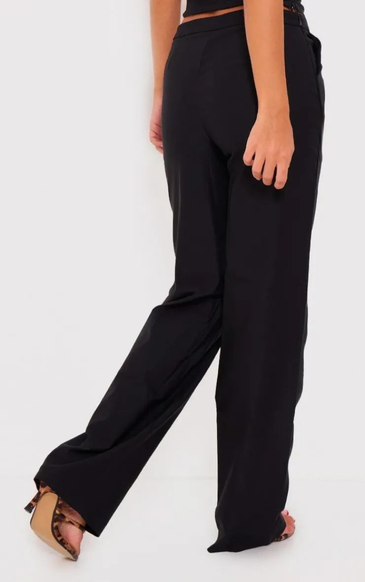 Best PrettyLittleThing Woven Low Rise Straight Leg Pant Black