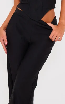 Best PrettyLittleThing Woven Low Rise Straight Leg Pant Black
