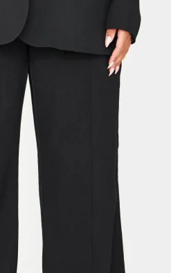 Discount PrettyLittleThing Woven Pin Tuck Premium Straight Leg Pants Black