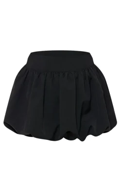 Online PrettyLittleThing Woven Puff Ball Mini Skirt Black