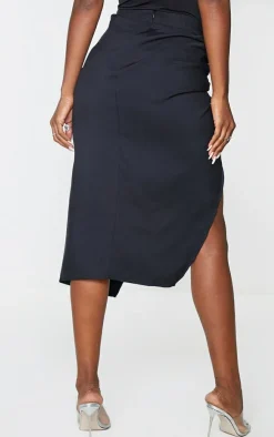 Woven Ruched Detail Midi Skirt-PrettyLittleThing Best