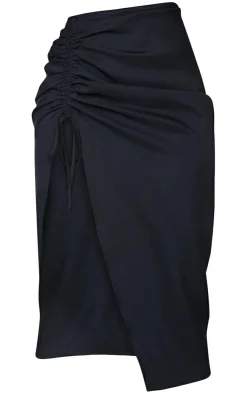 Woven Ruched Detail Midi Skirt-PrettyLittleThing Best