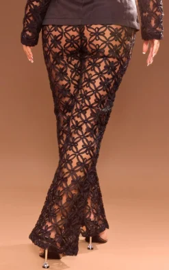 Best PrettyLittleThing Woven Sheer Flared Pants Black
