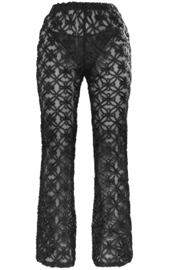 Best PrettyLittleThing Woven Sheer Flared Pants Black