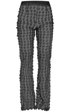Discount PrettyLittleThing Woven Sheer Lace Flared Pants Black