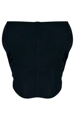 Clearance PrettyLittleThing Woven Structured Bandeau Corset Black