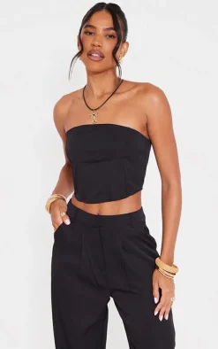 Outlet PrettyLittleThing Woven Tailored Corset Black