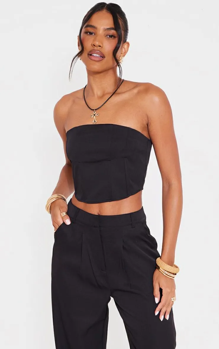 Outlet PrettyLittleThing Woven Tailored Corset Black