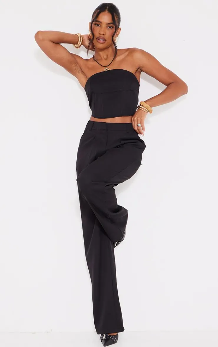 Outlet PrettyLittleThing Woven Tailored Corset Black