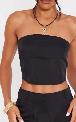 Outlet PrettyLittleThing Woven Tailored Corset Black