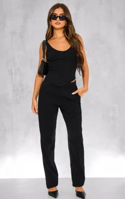 Clearance PrettyLittleThing Woven Tailored Corset Top Black