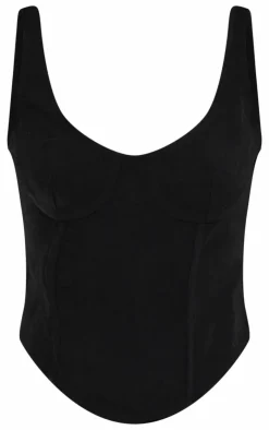 Clearance PrettyLittleThing Woven Tailored Corset Top Black