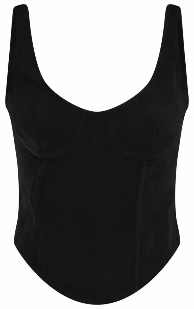 Clearance PrettyLittleThing Woven Tailored Corset Top Black