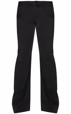 Sale PrettyLittleThing Woven Tailored Straight Leg Mid Rise Pants Black