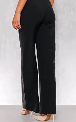 Discount PrettyLittleThing Woven Tailored Wide Leg Pocket Detail Pants Black