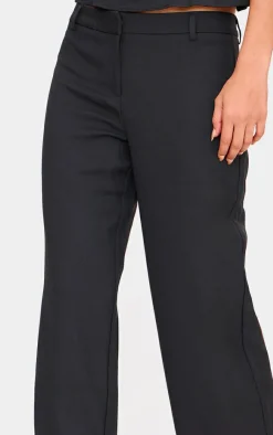 PrettyLittleThing Woven Tailored Wide Leg Belt Detail Pants Black