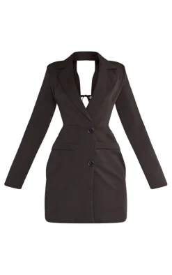 Woven Tie Back Blazer Dress-PrettyLittleThing