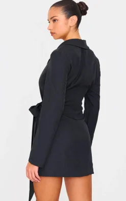 Woven Tie Wrap Blazer Dress-PrettyLittleThing Discount