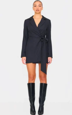 Woven Tie Wrap Blazer Dress-PrettyLittleThing Discount
