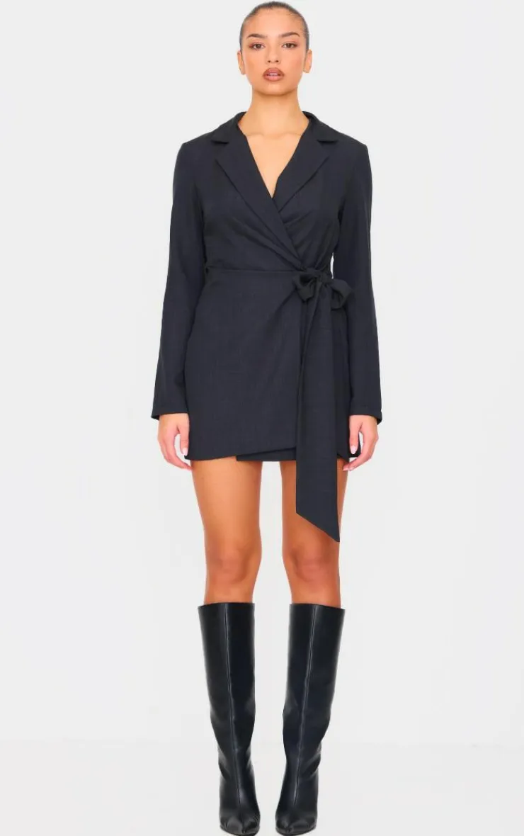 Woven Tie Wrap Blazer Dress-PrettyLittleThing Discount
