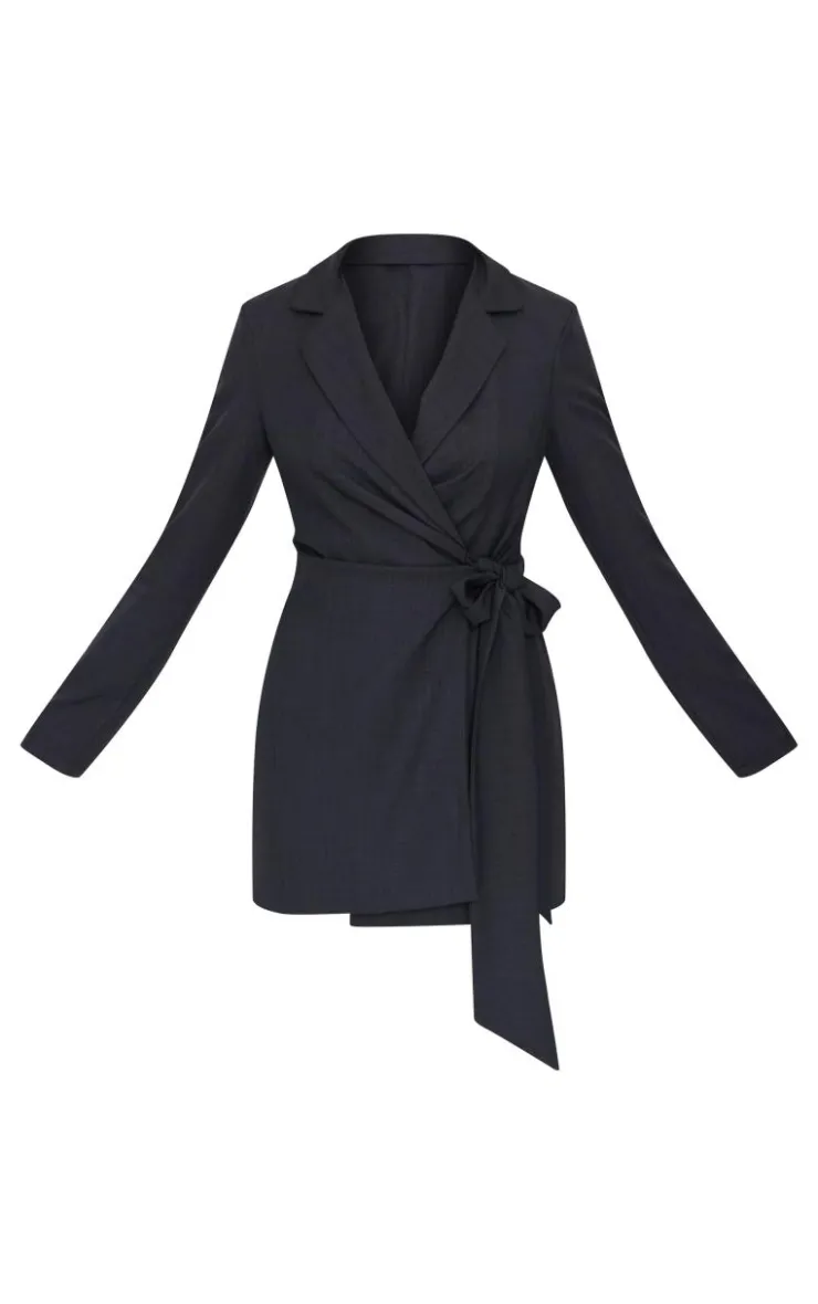 Woven Tie Wrap Blazer Dress-PrettyLittleThing Discount
