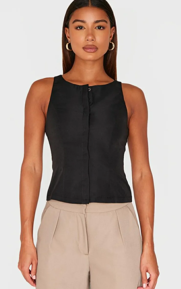 PrettyLittleThing Sleeveless Tops*Woven Vest